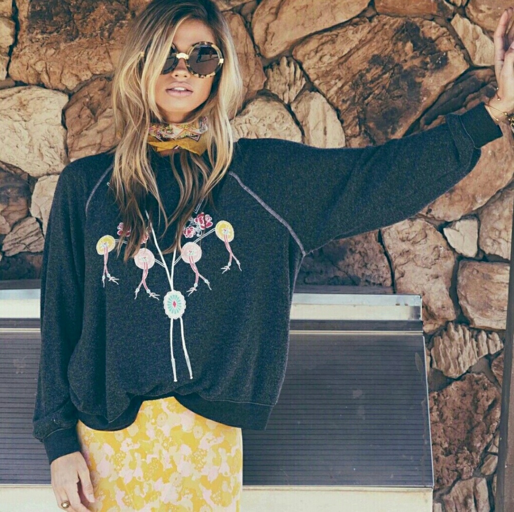 Wildfox S Bolo Tie On Black Sweater Burnout Small - Picture 8 of 8